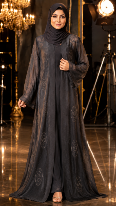 Midnight Orbit Embellished Abaya with Sheila - FM1024