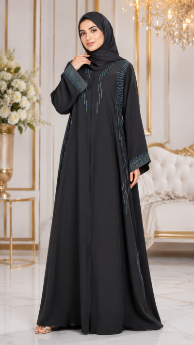 Women's Midnight Aurora Embellished Abaya - FM1027